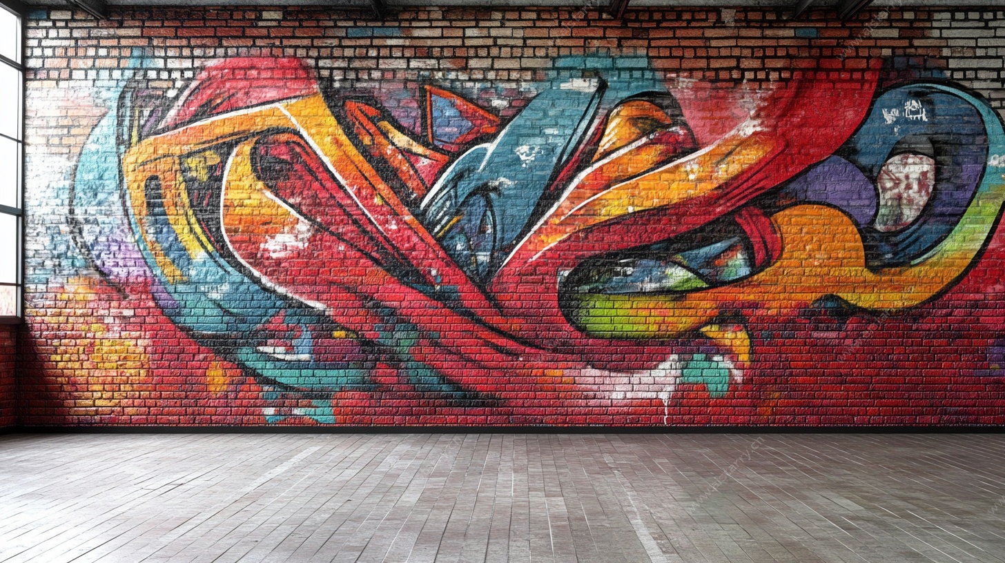 彩色街头涂鸦墙面艺术