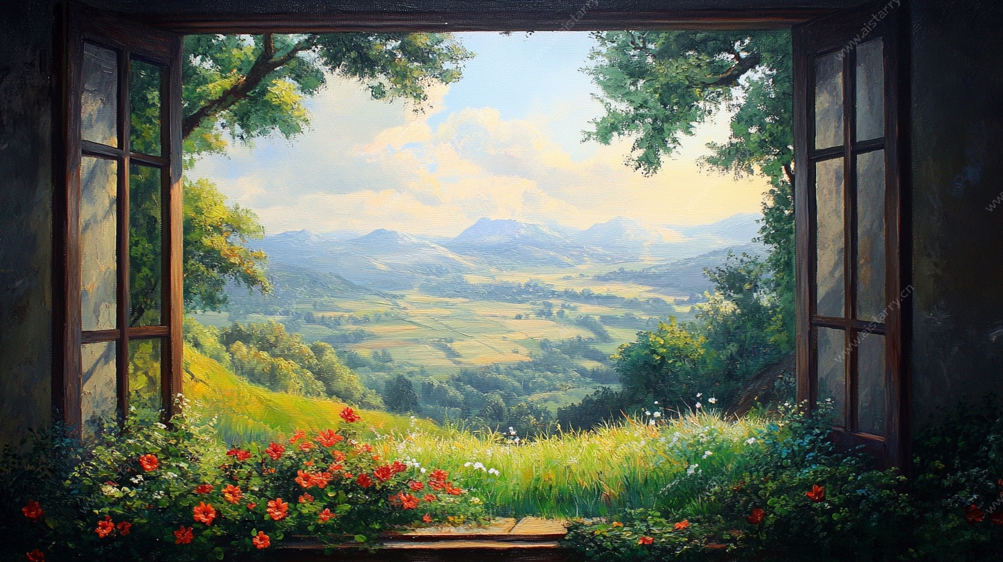 窗外田园美景