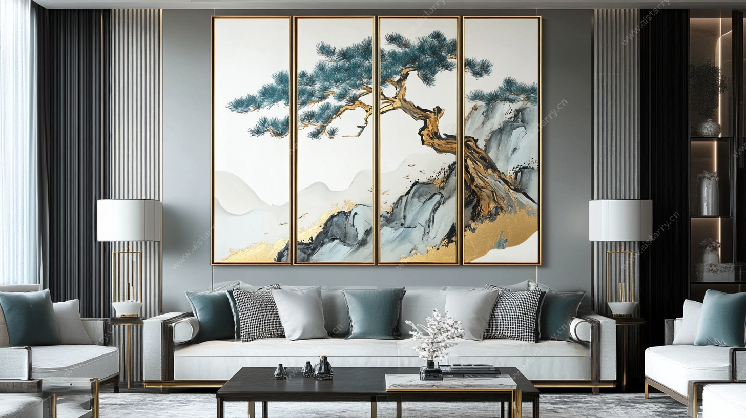 新中式客厅松景装饰画