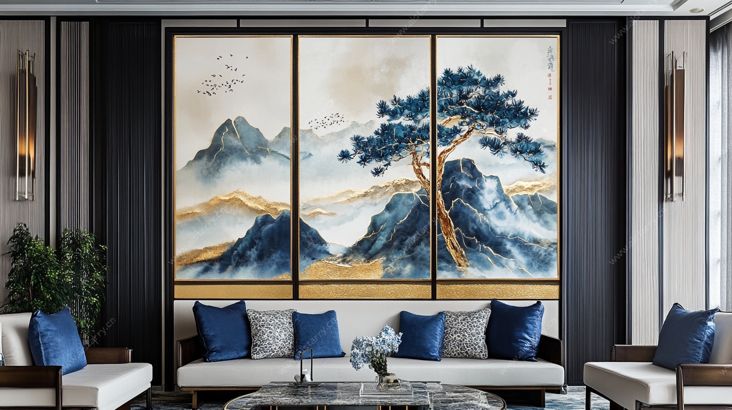 中式客厅的山水装饰画