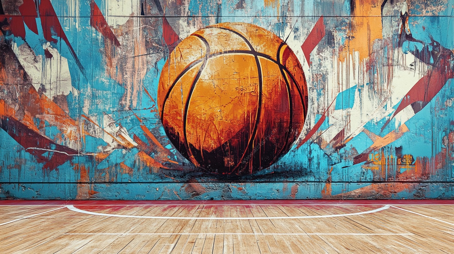篮球壁画 动感球场艺术风
