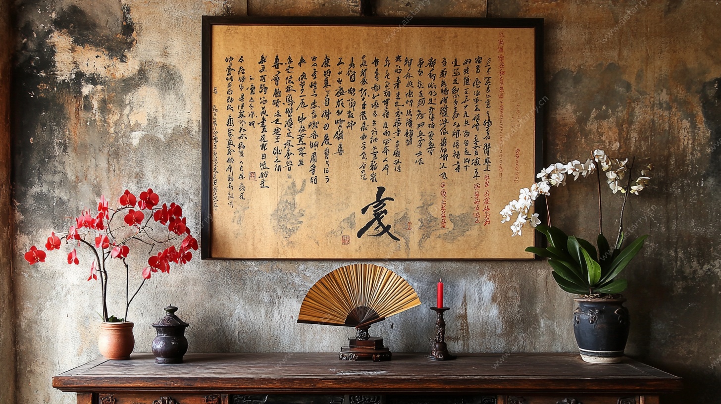 中式古风桌案上的雅致陈设