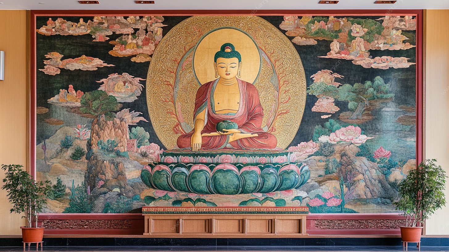室内佛像壁画庄严场景