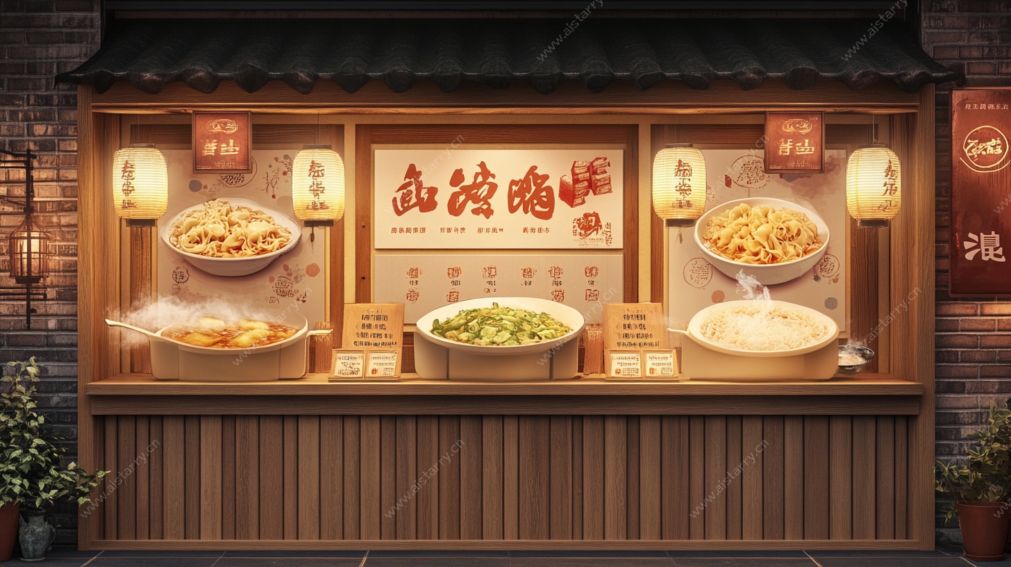 中式卤味小吃摊展示