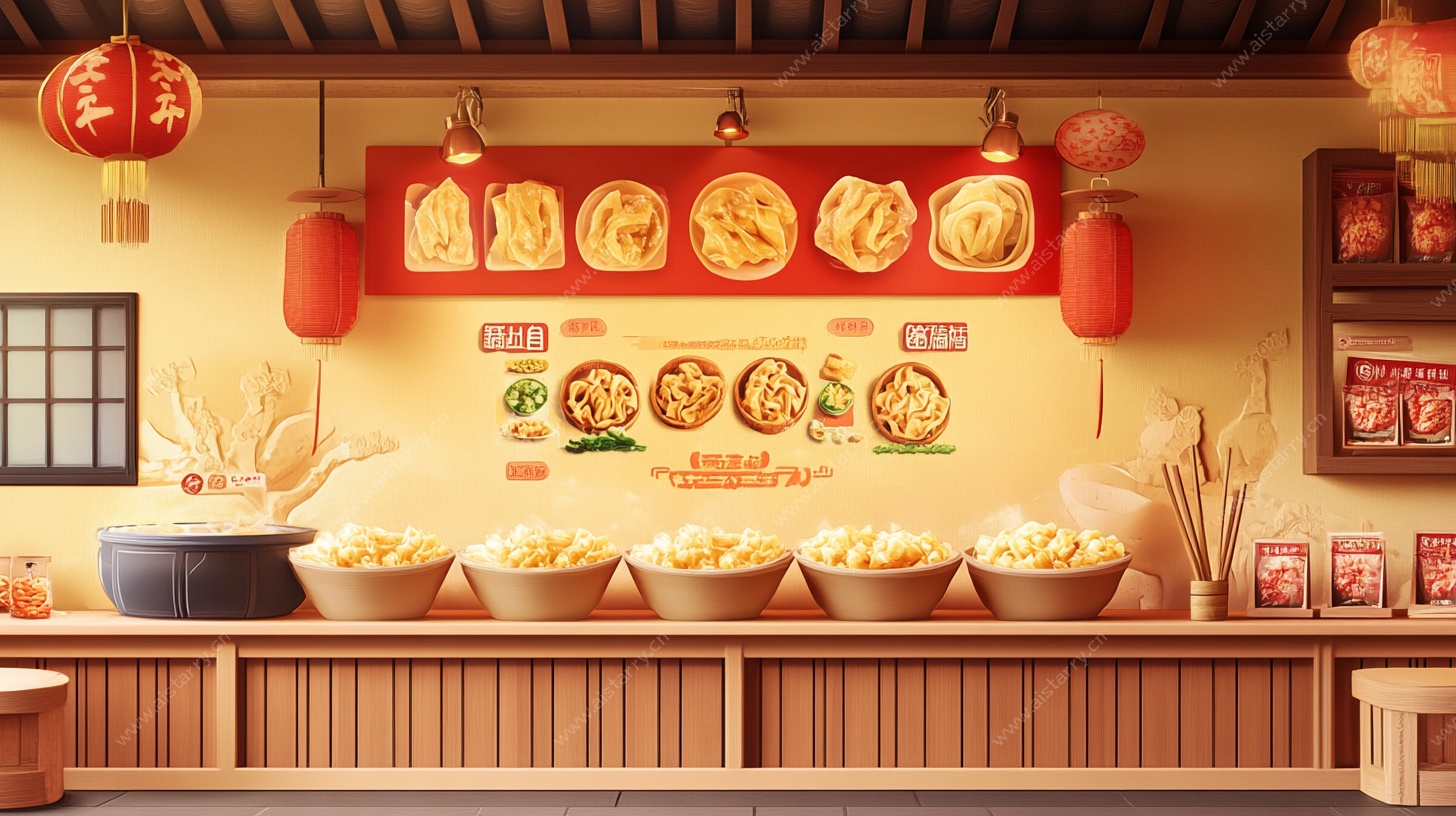 中式面馆美食展示墙