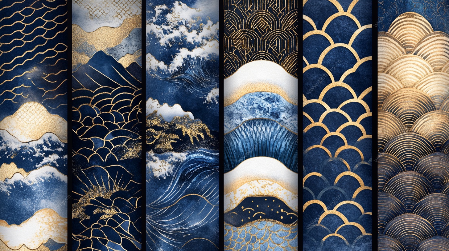 日式和风海浪纹理图案集