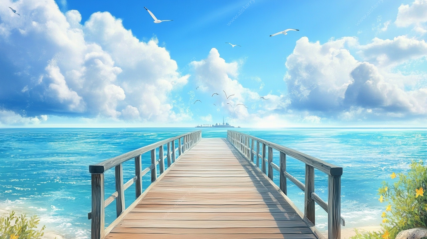 海边木栈道 梦幻海景