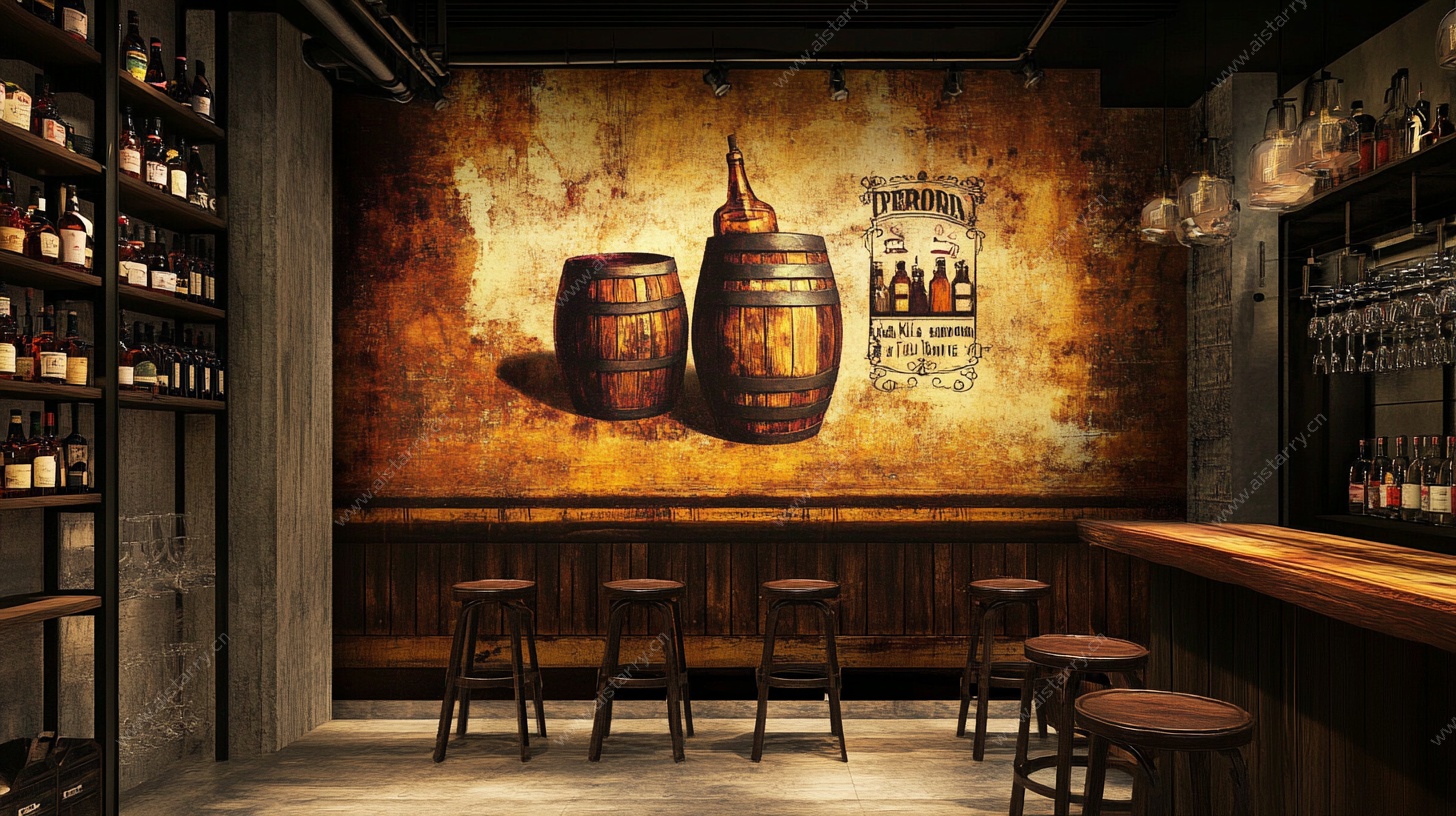 复古风酒吧墙面装饰图