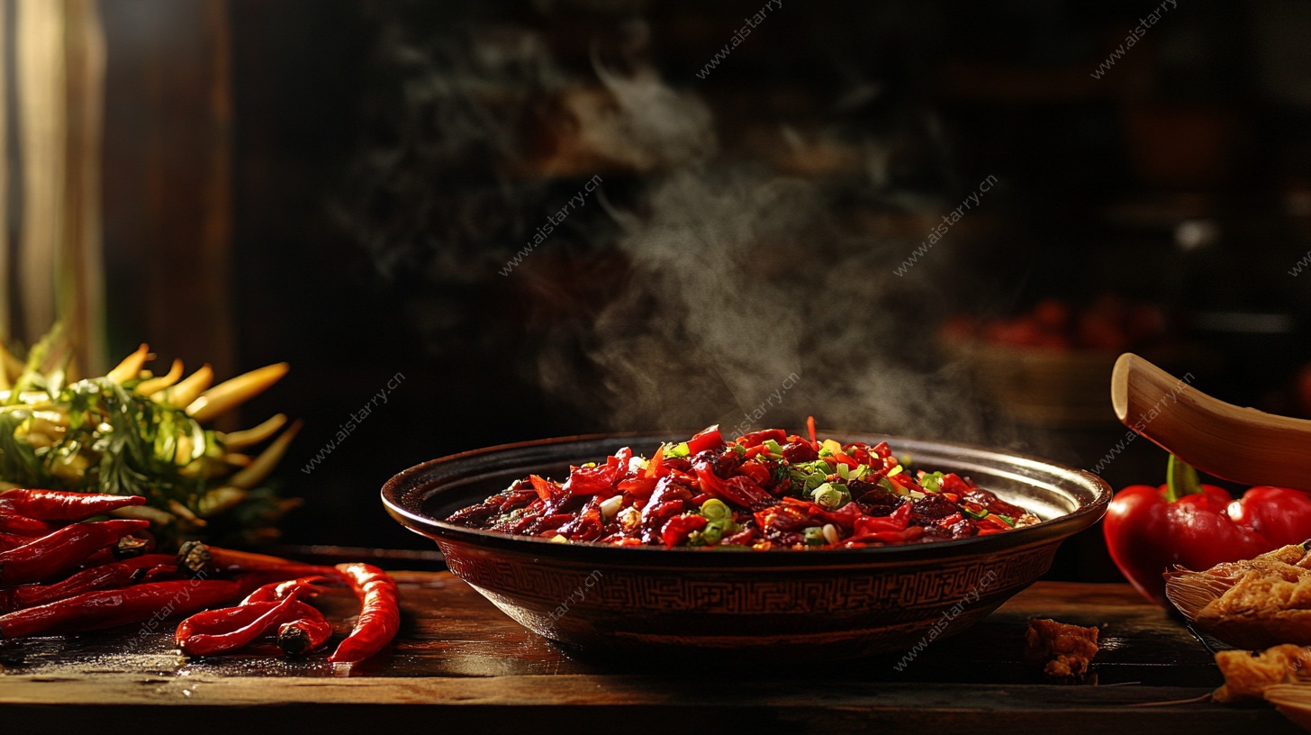 热气腾腾的香辣菜肴