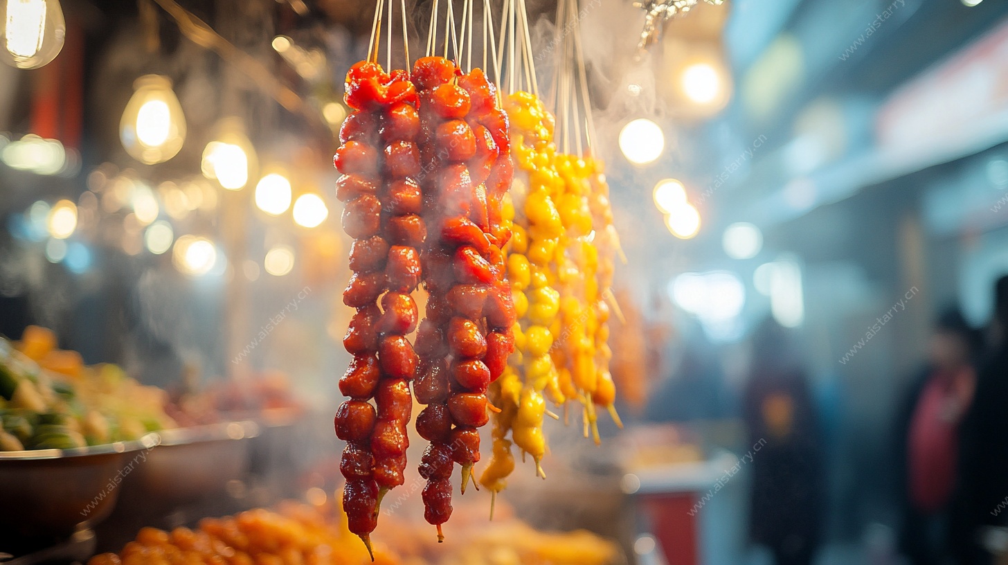 街头美味糖葫芦特写