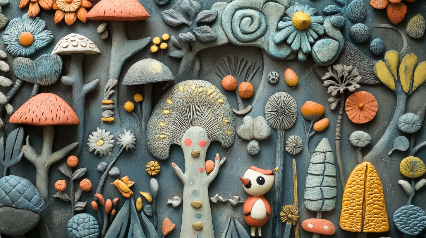 奇幻黏土森林场景