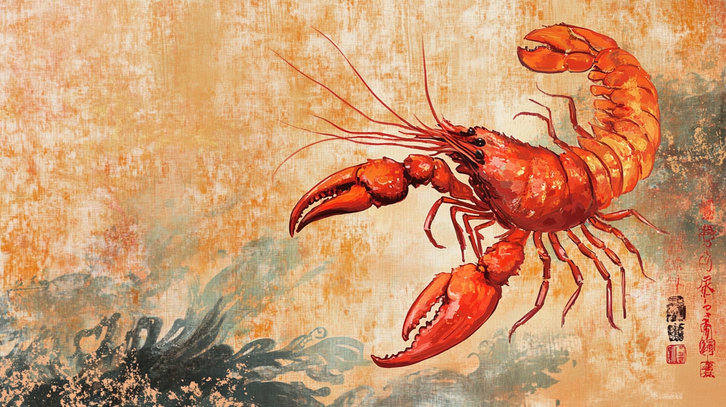 水墨风龙虾图