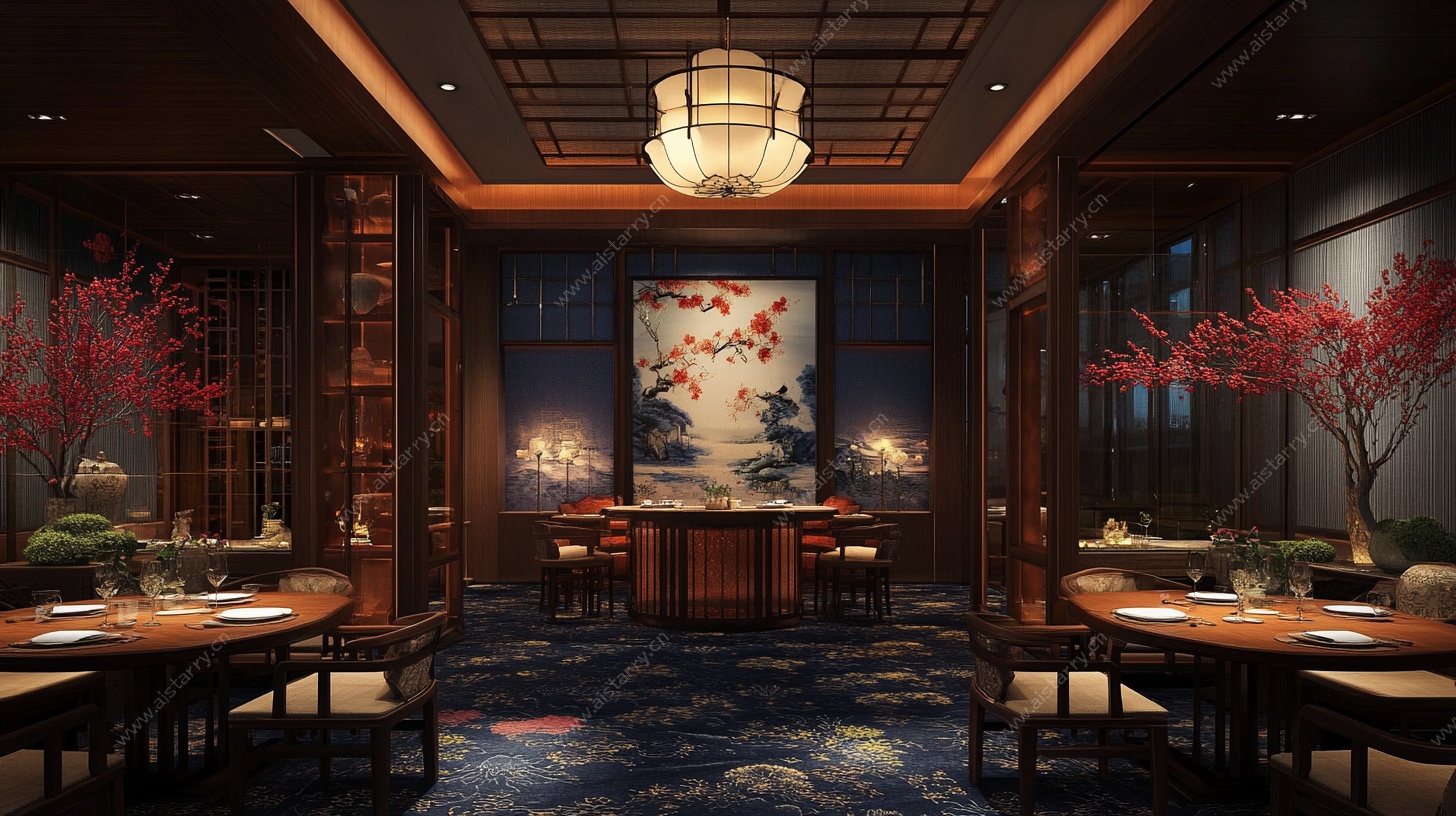 中式典雅餐厅室内场景