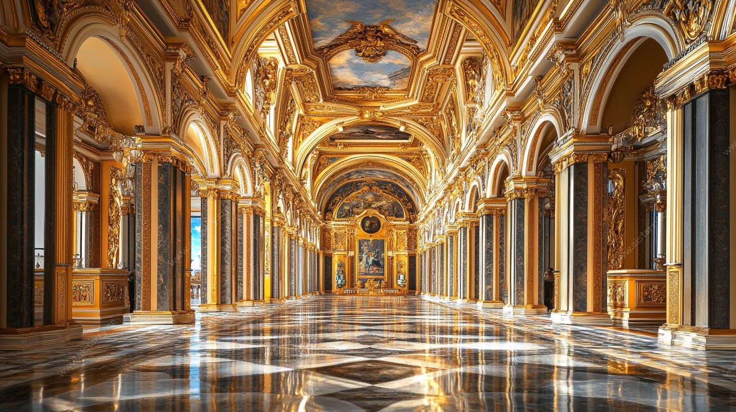 华丽古典宫殿长廊