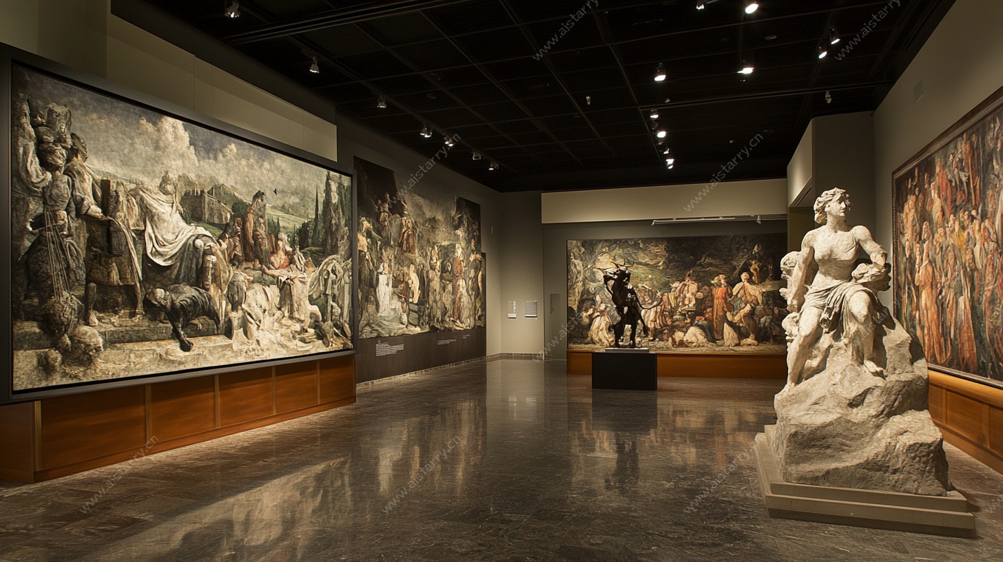 艺术展厅内的雕塑与绘画