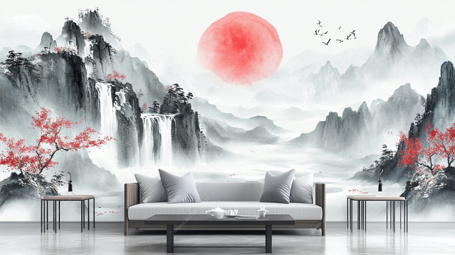 中式山水客厅背景墙