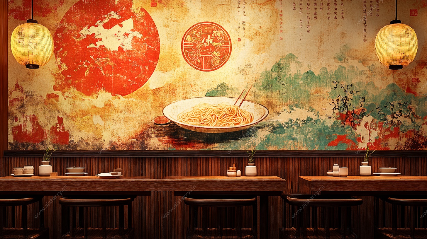 中式面馆复古风墙面装饰