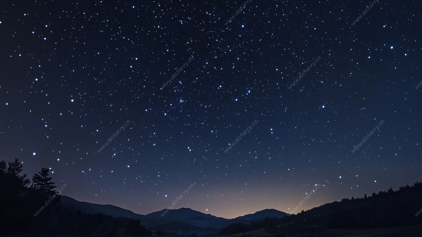 夜空繁星下的山峦景色