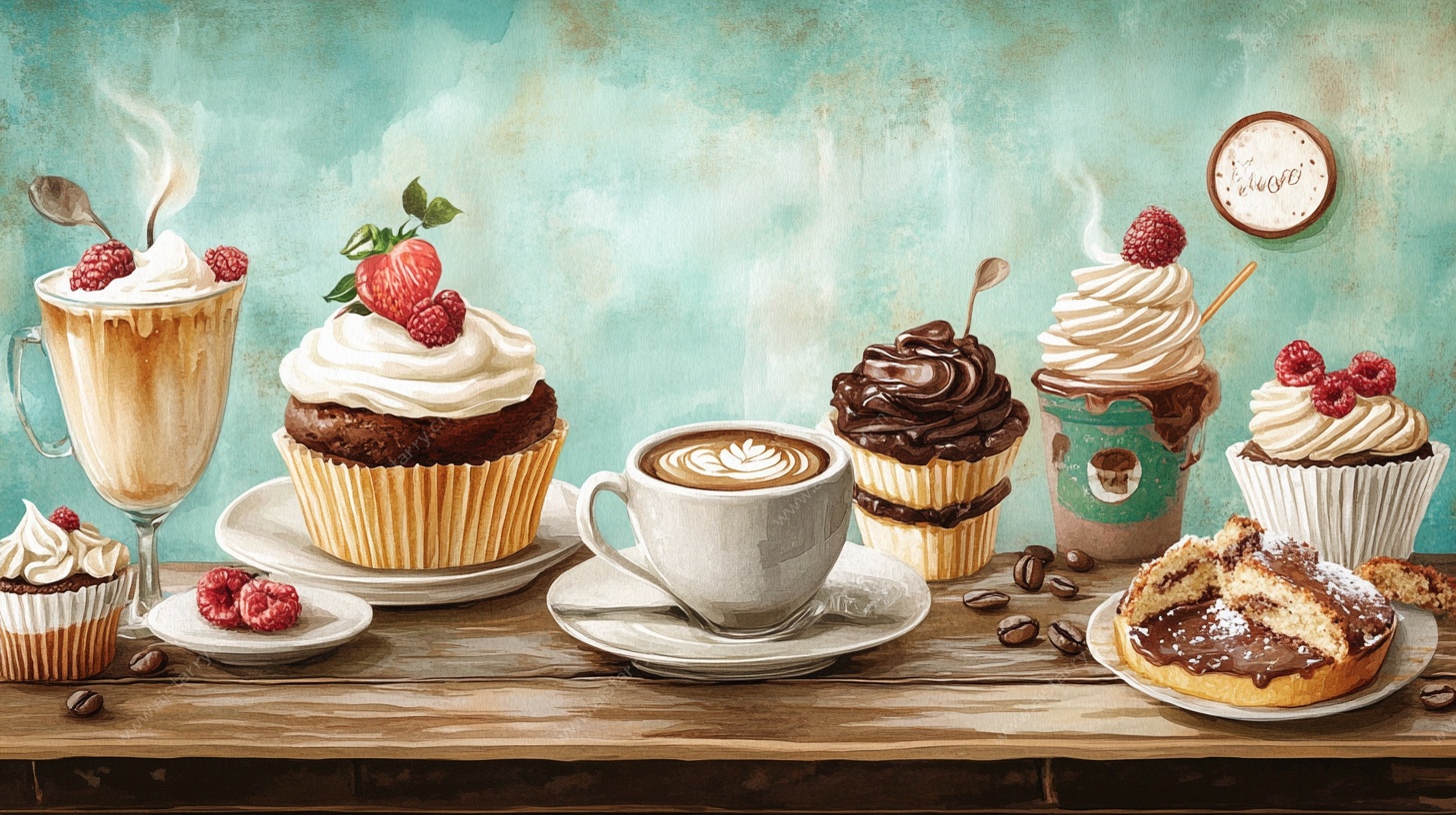 美味甜点与咖啡的惬意组合