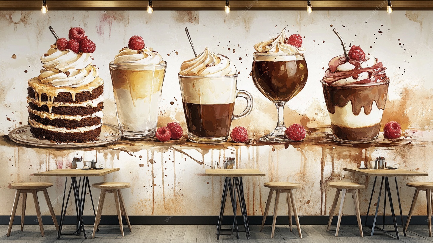 美味甜品墙绘 营造甜蜜氛围