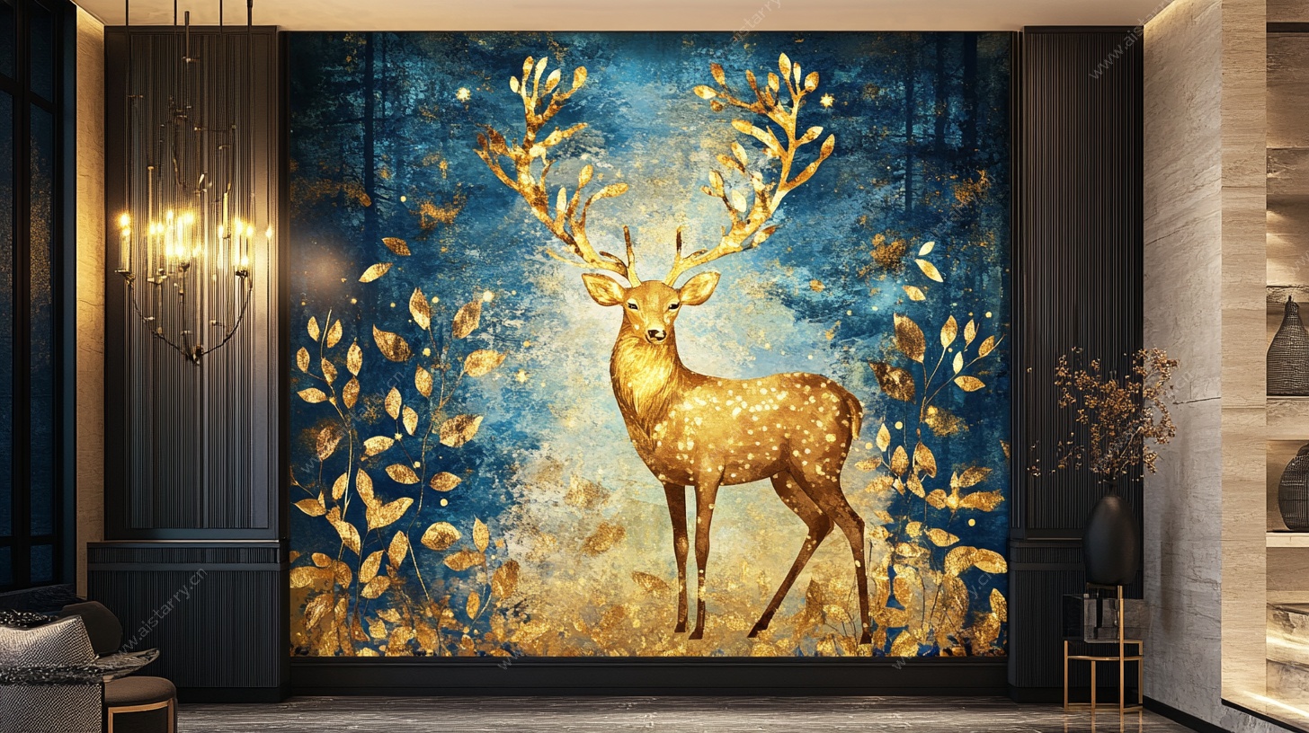 梦幻金鹿壁画 提升家居格调