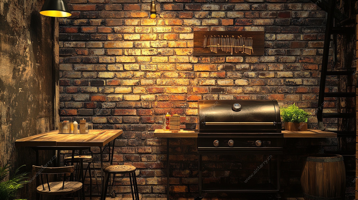 复古风砖墙烧烤角落