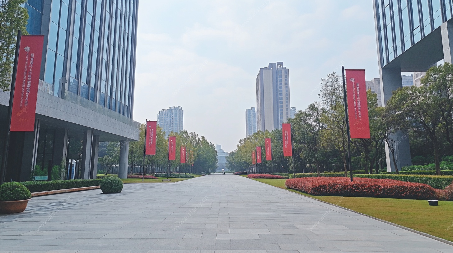 城市商务区宽敞景观大道