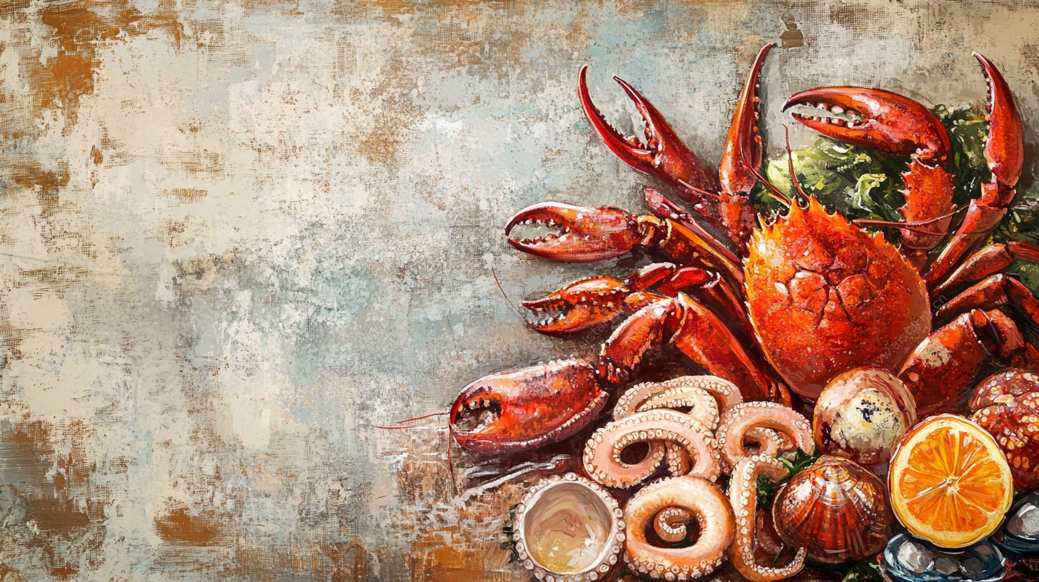 海鲜拼盘艺术插画