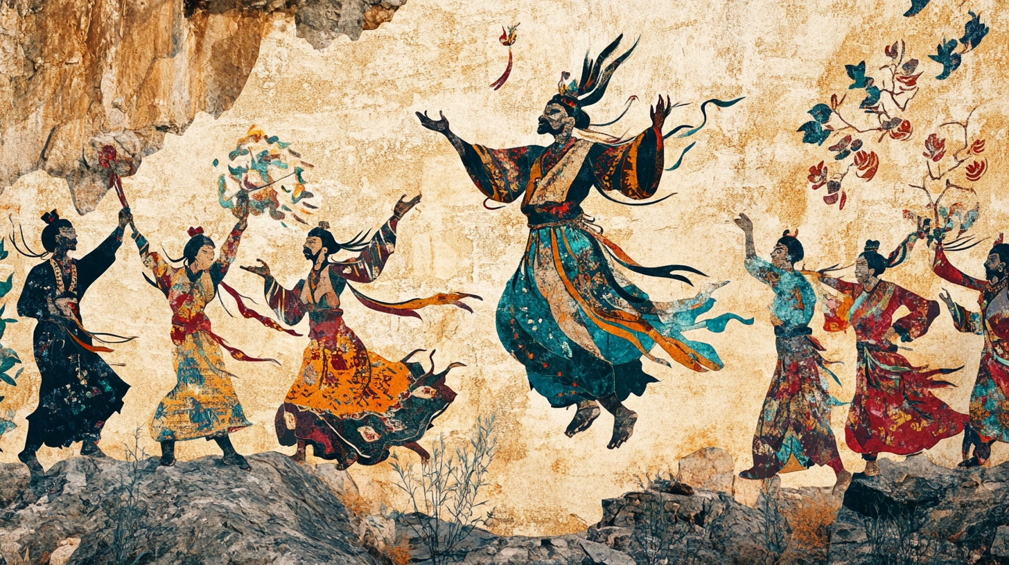 敦煌飞天壁画舞蹈场景