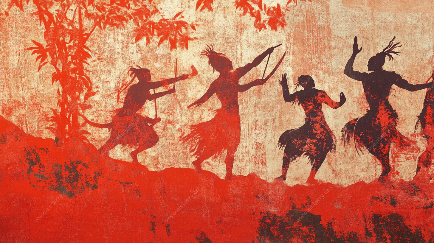 原始部落舞蹈剪影艺术图