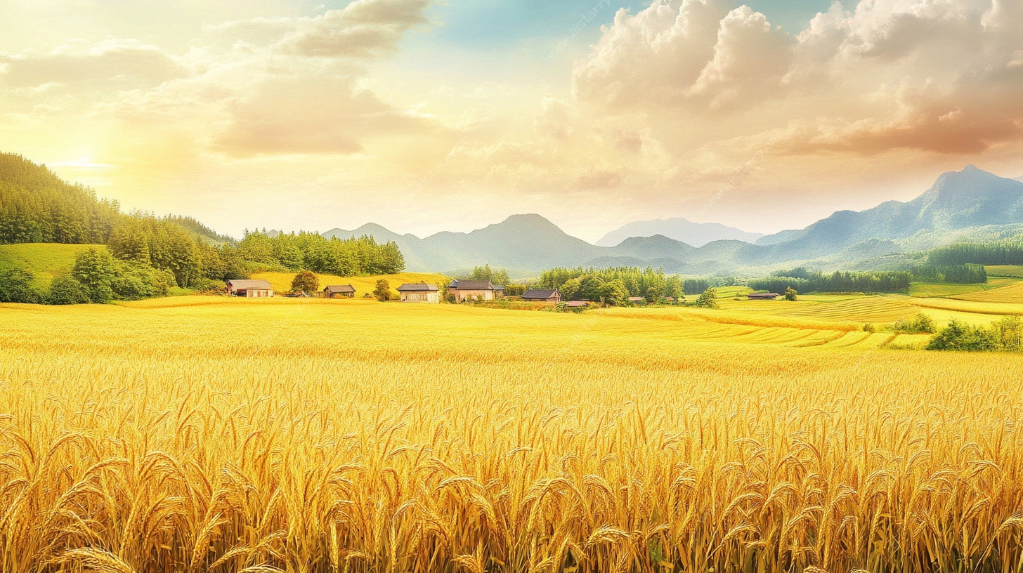 金色麦田田园风光美景