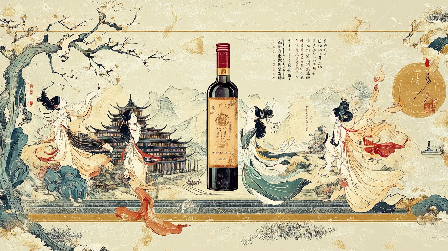 古风红酒美人图