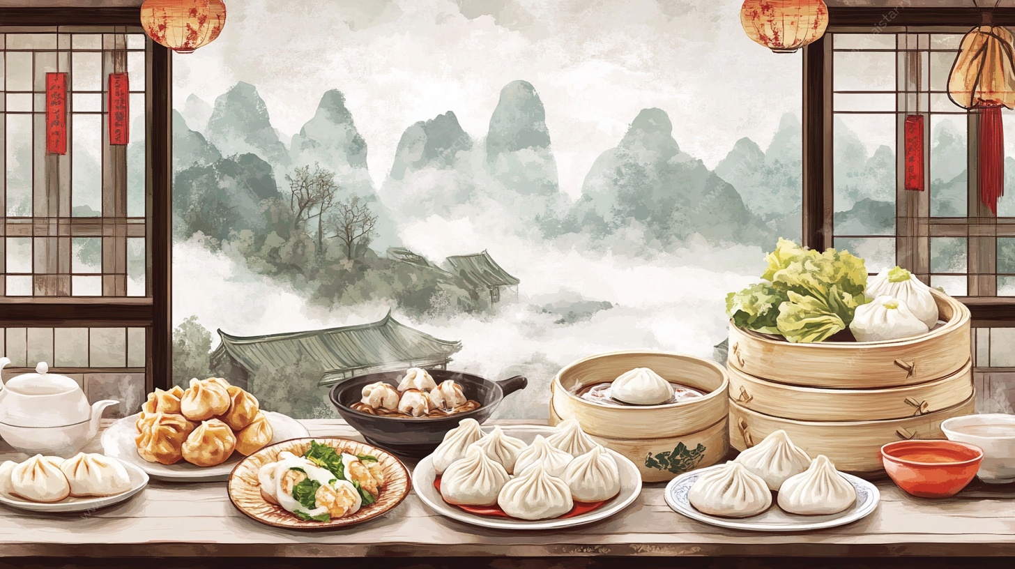 中式早餐盛宴 古韵场景