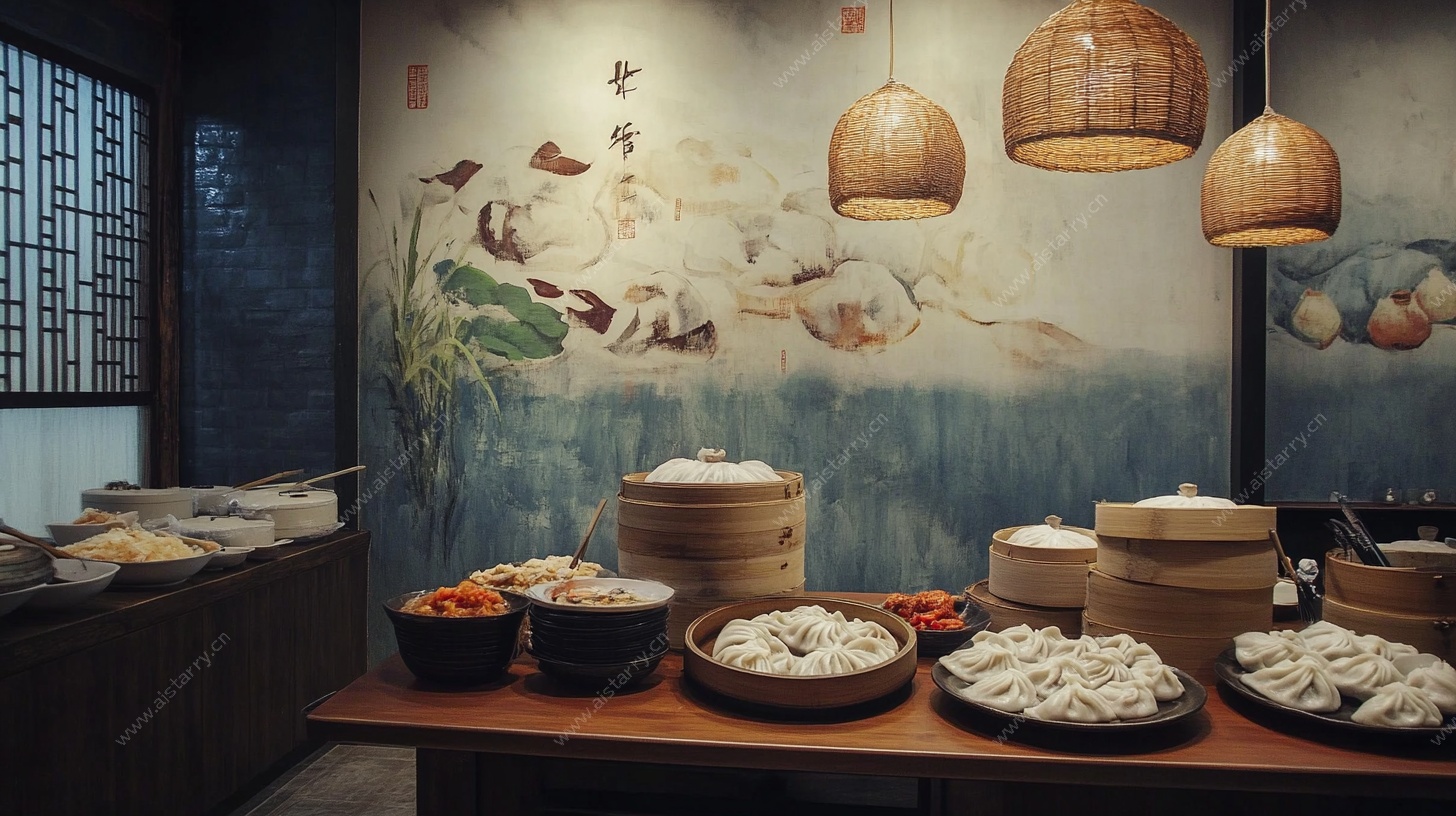 中式餐厅的精致点心陈列