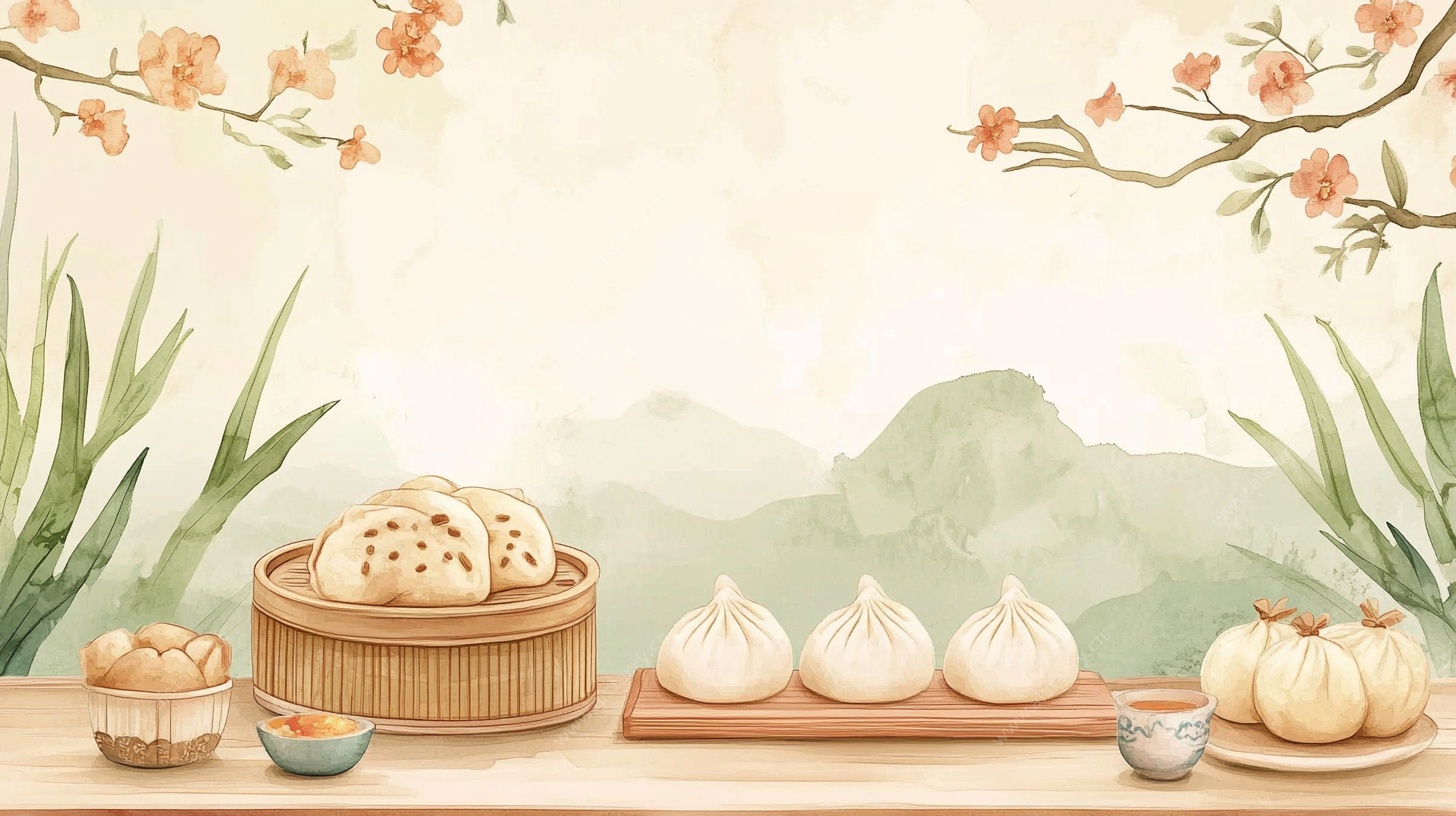 中式面点插画 传统美食美韵