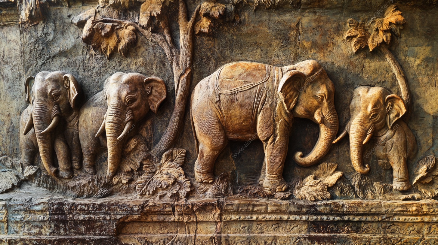 大象石雕艺术 栩栩如生