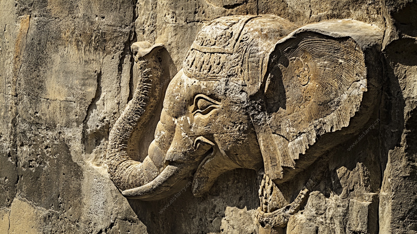 石壁上的大象浮雕