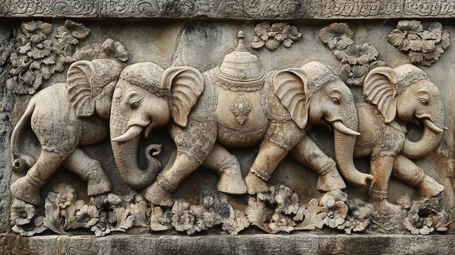 大象浮雕艺术 精美石雕