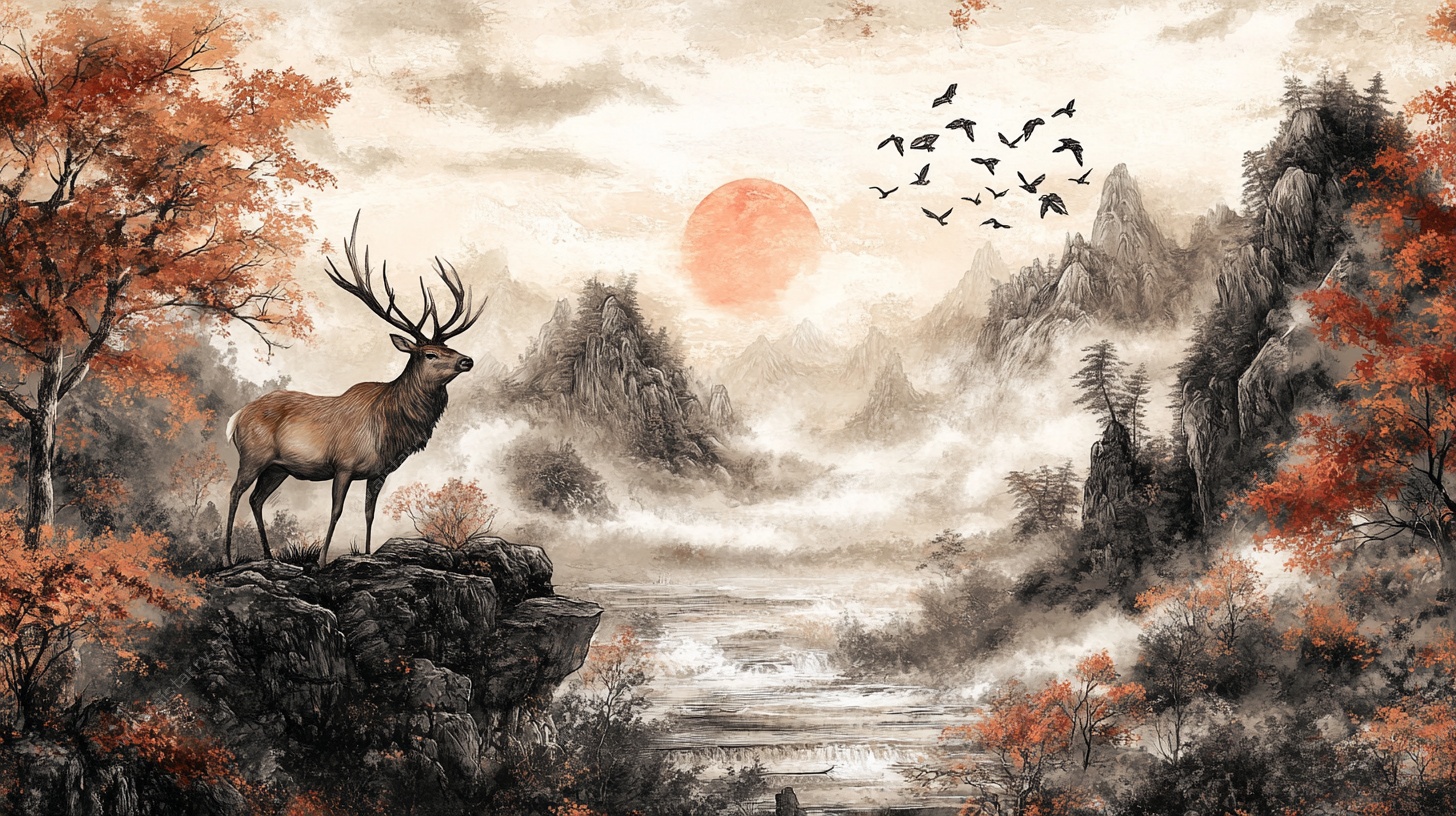 秋日鹿鸣山水间