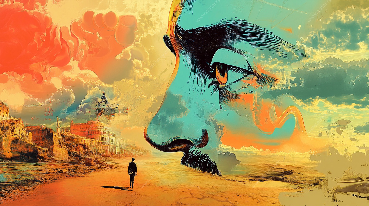 梦幻人脸与沙漠奇幻景象