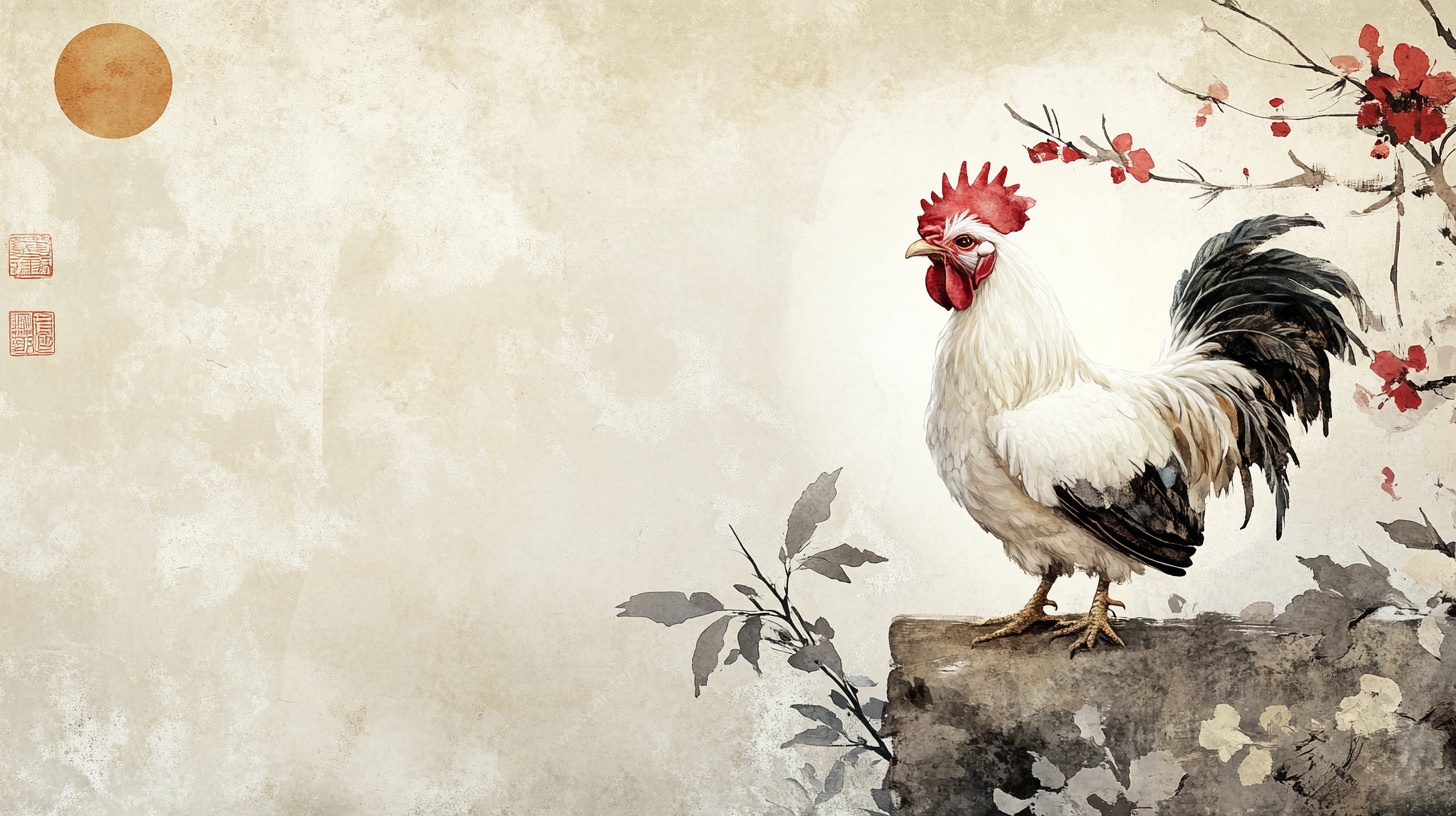 水墨风雄鸡图