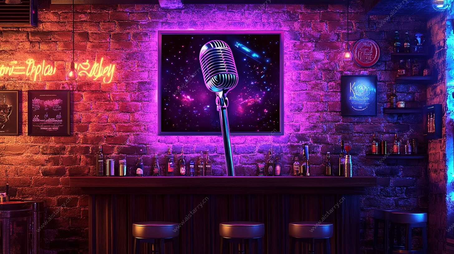 复古酒吧中的梦幻麦克风
