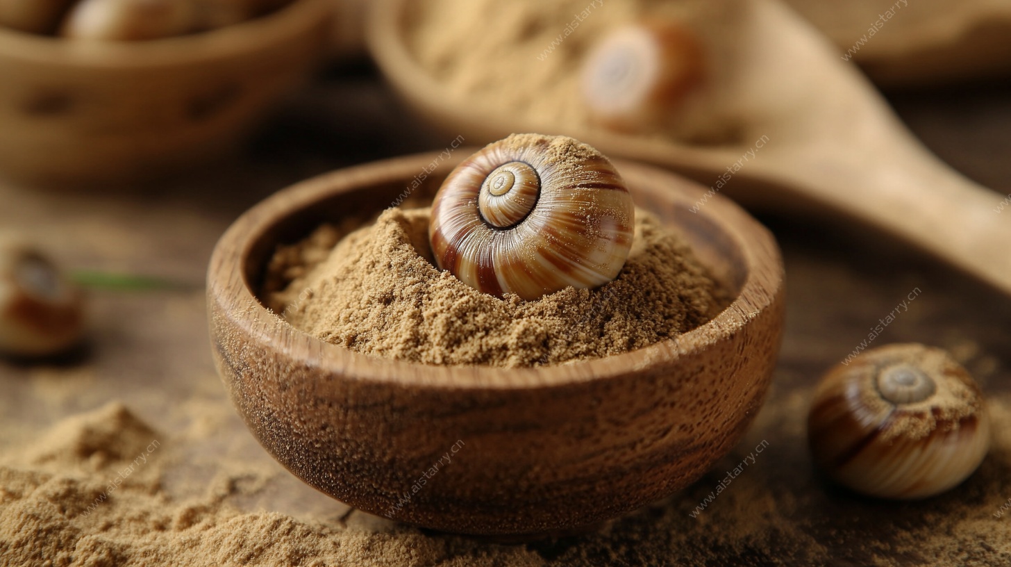 木碗中的蜗牛与粉末