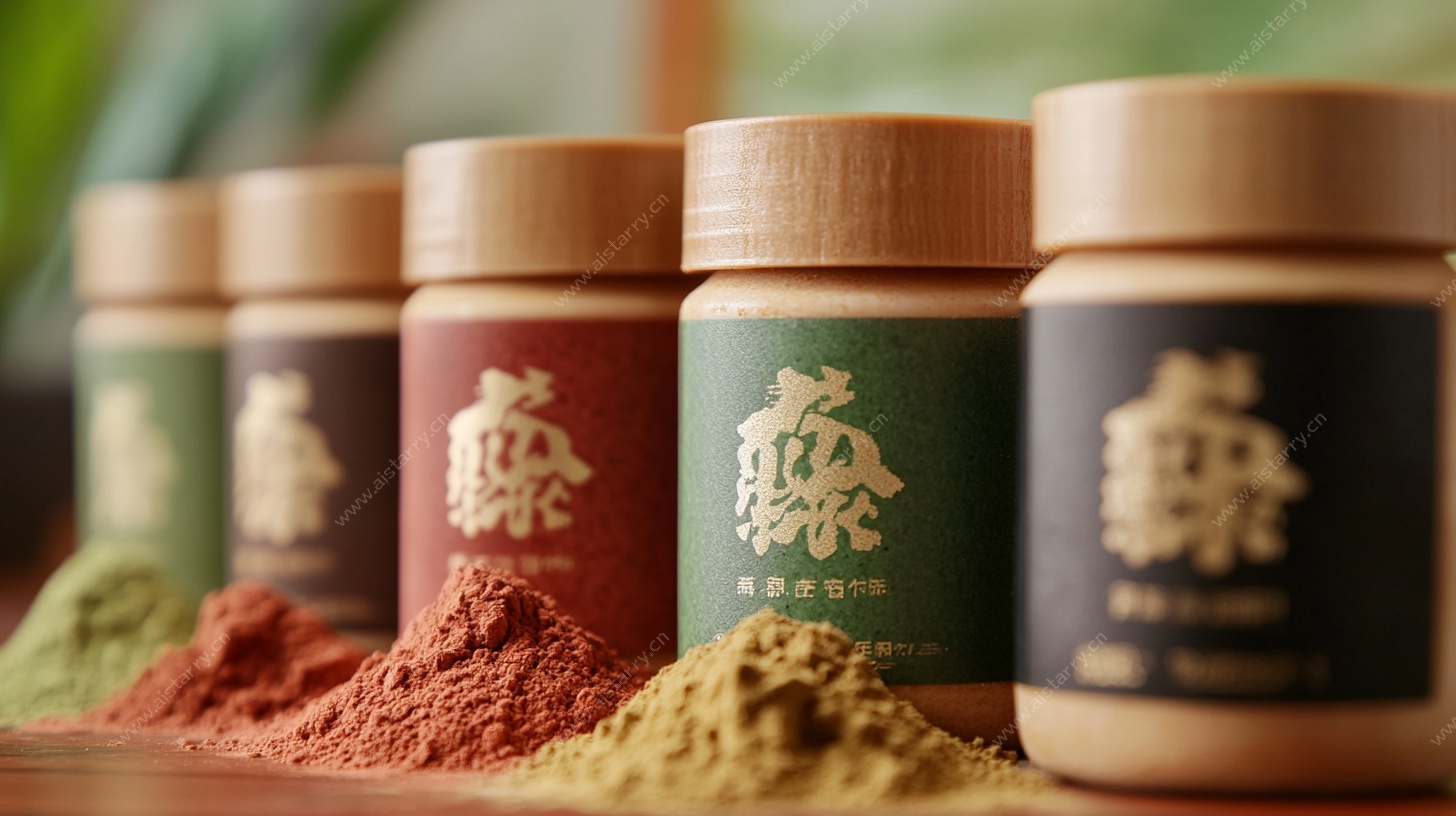 中式香料罐与散落香料粉