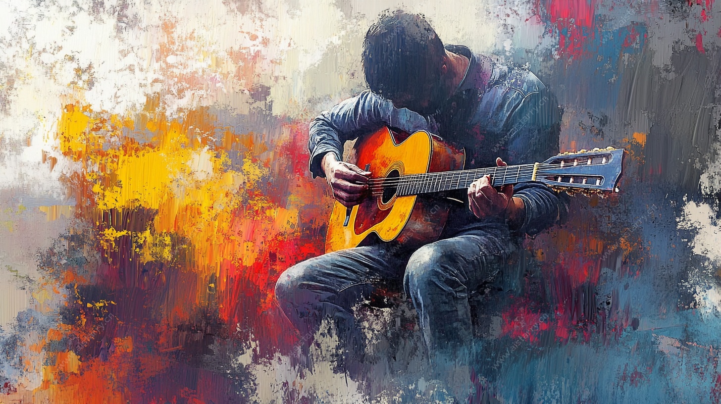 激情弹奏吉他的音乐人