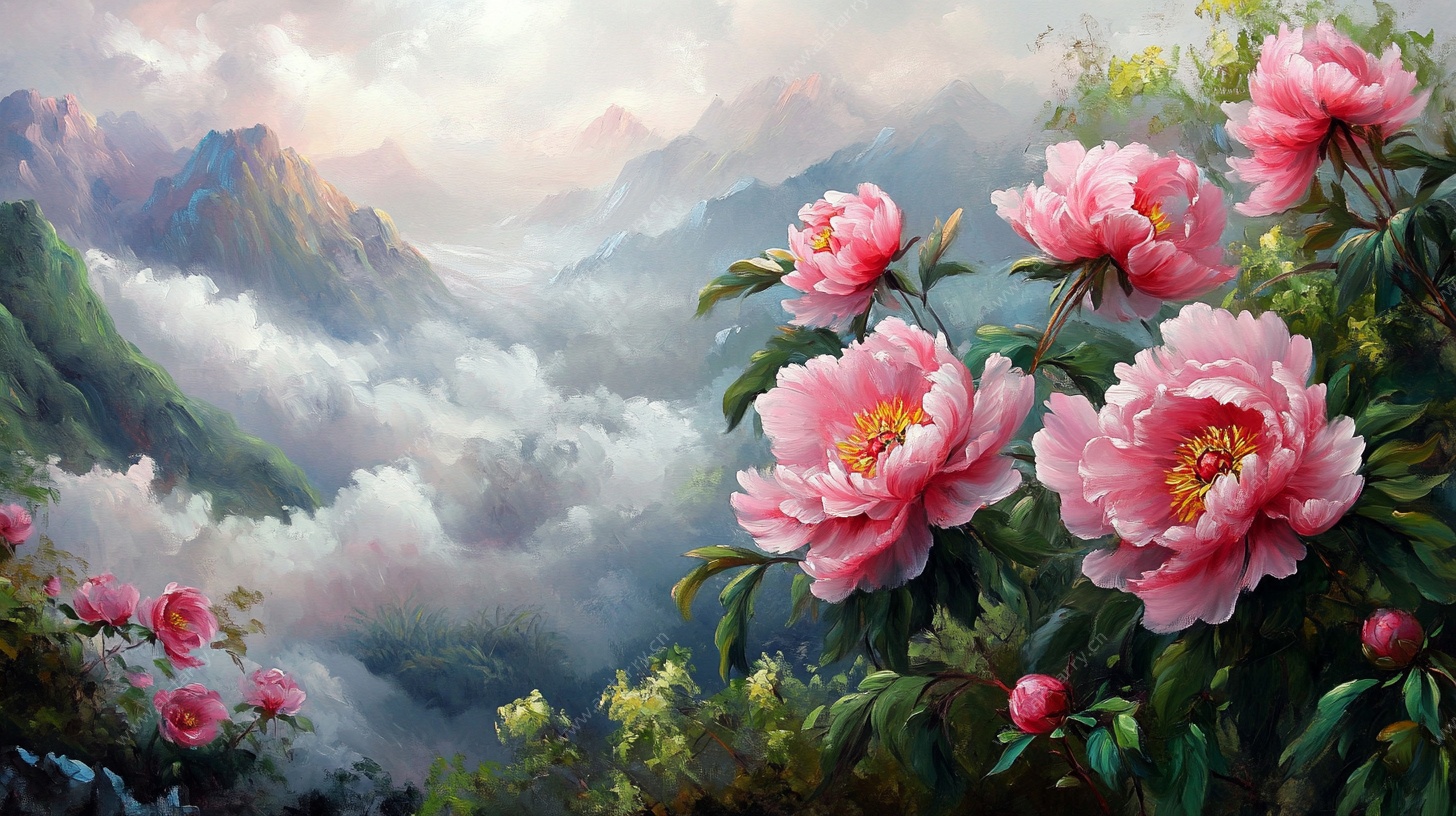 山间牡丹盛放美景