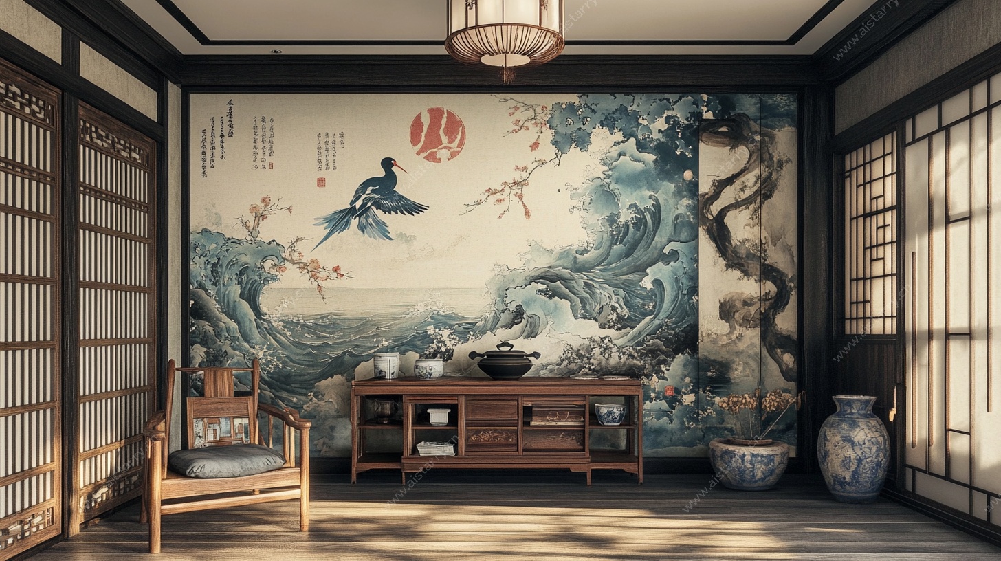 中式古风茶室室内场景