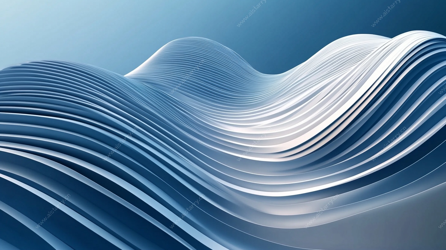 蓝色波浪线条抽象背景图