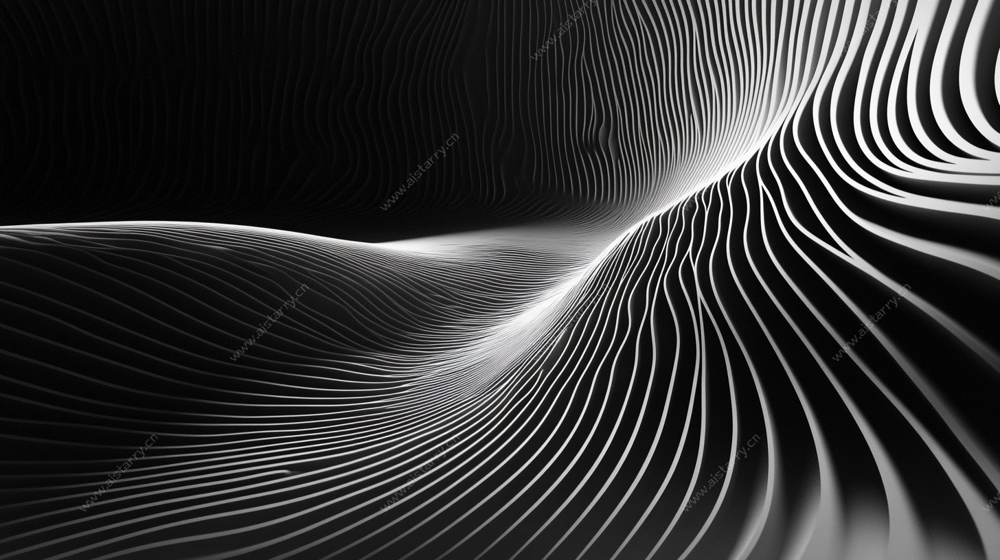黑白线条流动抽象背景图