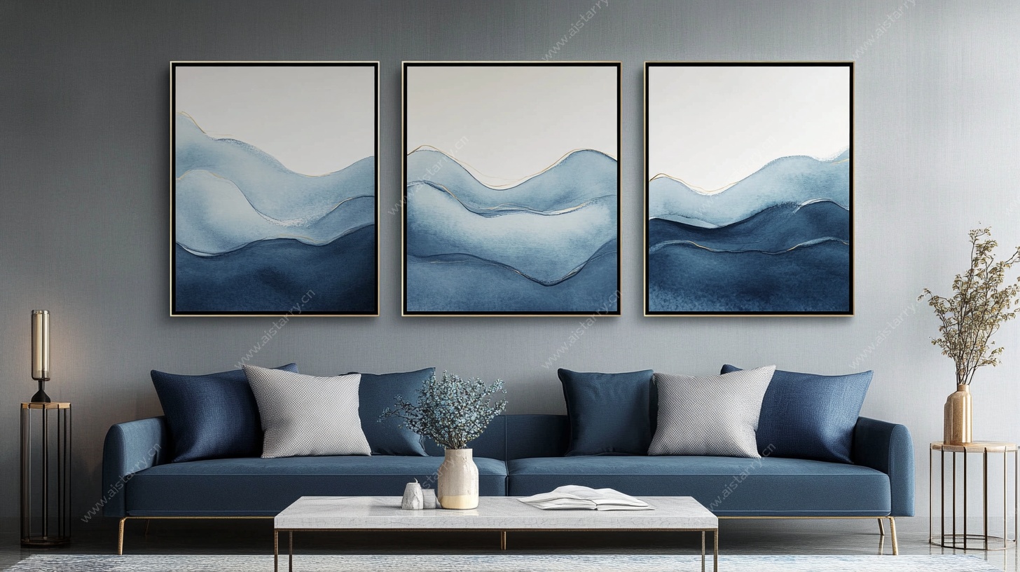 现代简约风客厅三联装饰画